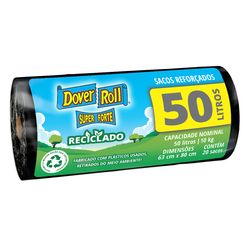 Saco para Lixo DOVER ROLL Super Forte Reciclado com 20 Unidades 50L Rolo