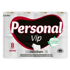 Papel Higiênico Personal Vip Neutro Folha Dupla Com 8 Unidades 30 Metros