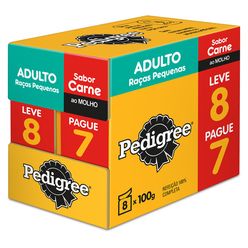 Alimento Pedigree Para Cães Adulto Raças Pequenas Carne Leve 8 Pague 7 100g