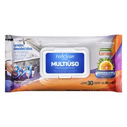 Lenço Umedecido de Limpeza FEELCLEAN Multiuso Laranja com 30 Unidades