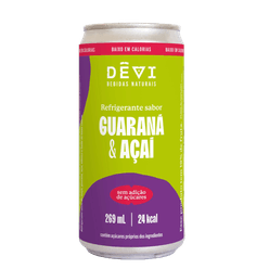 Refrigerante DÊVI Guaraná & Açai Sem Adição de Açúcares 269ml