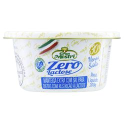 Manteiga GRAN MESTRI Extra com Sal Zero Lactose Lata 200g