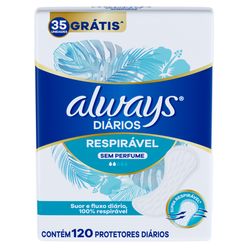 Protetor Diários ALWAYS Respirável Sem Perfume Com 120 unidades