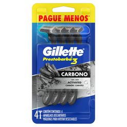 Aparelho de Barbear GILLETTE Prestobarba 3 Carbono com 4 unidades Pague Menos