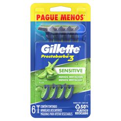 Aparelho de Barbear GILLETTE Prestobarba 3 Sensitive com 6 unidades Pague Menos