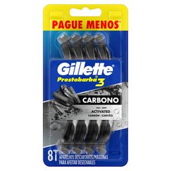 Aparelho de Barbear GILLETTE Prestobarba Carbono com 8 unidades Pague Menos