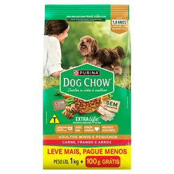 Ração DOG CHOW para Cães Adulto Raças Mini Pague 1kg Leve mais 100G