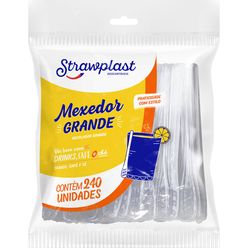 Mexedor Descartável Strawplast Grande Cristal Com 250 Unidades