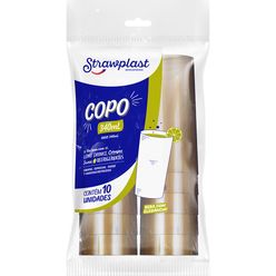 Copo Plástico STRAWPLAST Gold Cristal 340ml com 10 Unidades