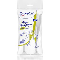 Taça Para Espumante Strawplast Cristal 120ml Com 4 Unidades