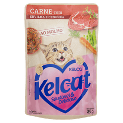 Alimento KELCAT para Gatos Carne com Ervilha e Cenoura Sachê 85g