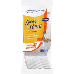 Garfo Descartável Strawplast Forte Cristal Com 20 Unidades