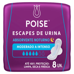 Absorvente Higiênico para Incontinência POISE Escapes de Urina Moderado a Intenso com 8 unidades