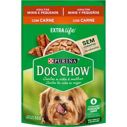 Ração úmida DOG CHOW Para Cães Adulto Raças Pequenas Carne Ao Molho Sachet 100g