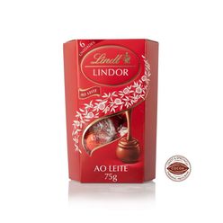 Caixa de Bombons Chocolate Lindt Lindor Ao Leite 75g Com 6 unidades