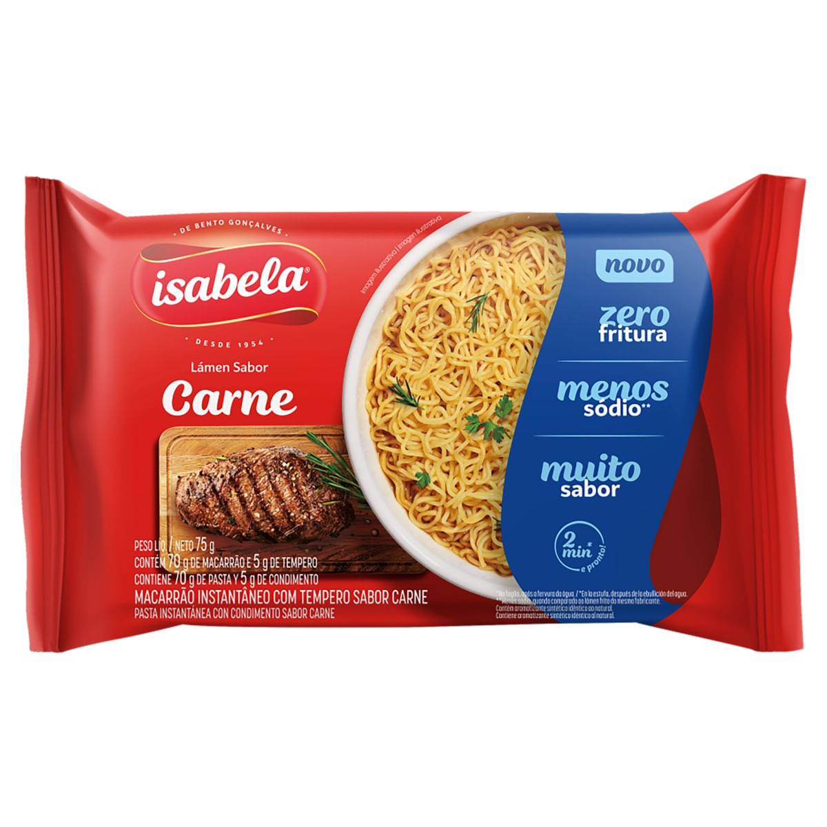 Macarrão ISABELA Instantâneo Miojo Carne 75g