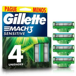 GILLETTE Mach3 Sensitive Carga Aparelho de Barbear com Aloe 4un