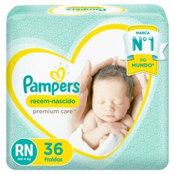 Fraldas Descartáveis PAMPERS Premium Care Recém-Nascido RN 36  unidades