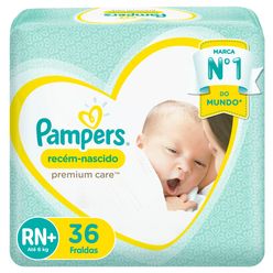 Fraldas Descartáveis PAMPERS Recém-Nascido Tamanho RN+ 36  unidades