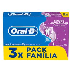 Pasta de Dente Pack Família ORAL-B Escudo Antiaçúcar Anticáries 70g 3 unidades