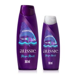 AUSSIE Mega Moist Óleo de Jojoba e Alga Marinha Australiana Shampoo 360ml + Mega Moist Condicionador 180ml 1 Kit