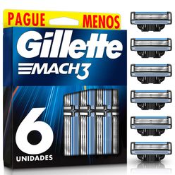 GILLETTE Mach3 Carga para Aparelho de Barbear com 3 Lâminas 6un