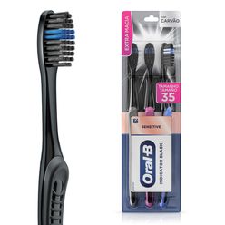 Escova de Dente Extra Macia ORAL-B Indicador Black Charcoal com cerdas de carvão ativado 3 unidades