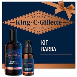 1 Kit King C GILLETTE Shampoo para barba 241ml Produtos para barba + Preenchedor de Barba 50ml Sérum para barba