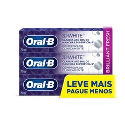 Creme Dental ORAL-B 3D White Brilliant Fresh 70g 3 unidades