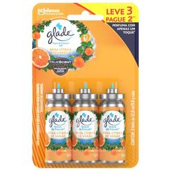 Refil Desodorizador de Ambiente GLADE Toque de Frescor Brisa Cítrica de Verão com 3 Unidades 12ml cada Leve 3 Pague 2