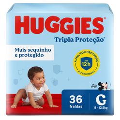 Fralda Descartável HUGGIES Tripla Proteção G com 36 Unidades