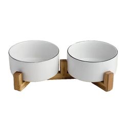 Comedouro Ceramica e Bambu 19cm - A\CASA