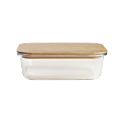 Pote Vidro e Bambu Retangular 1L - A\CASA