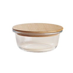 Pote Vidro e Bambu Redondo 370ml - A\CASA
