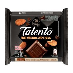 Chocolate GAROTO Talento Meio Amargo com Amêndoas 85g