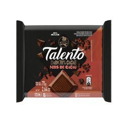 Chocolate GAROTO Talento Nibs de Cacau e Dark 70% Cacau 75g