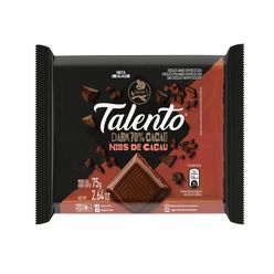 Chocolate GAROTO Talento Nibs de Cacau e Dark 70% Cacau 75g