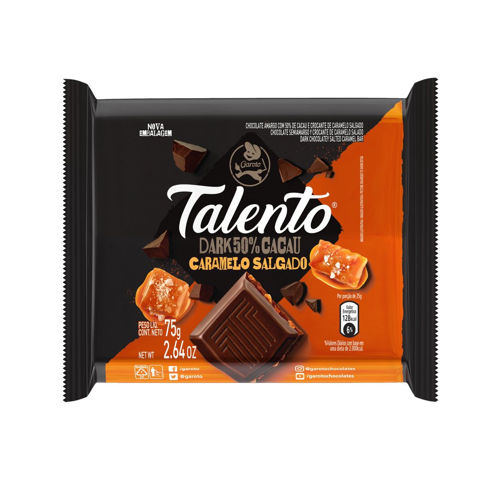 Chocolate Talento Dark Caramelo Salgado 75g