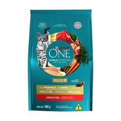 Alimento Para Gatos Purina One Visible Nutrition Frango E Carne Para Adultos 500g