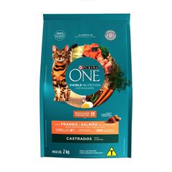 Alimento Para Gatos Purina One Visible Nutrition Frango E Salmão Para Castrados 2kg