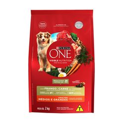 Ração PURINA ONE Cães Adultos Médios e Grandes Frango e Carne 2kg