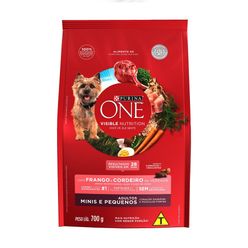 Ração PURINA ONE Cães Adultos Minis e Pequenos Frango e Cordeiro 700g