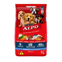 Ração ALPO Cães Filhotes Carne, Frango, Cereais, Vegetais e Leite 1kg