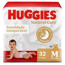 Fralda Descartável HUGGIES Natural Care Mega M com 32 Unidades