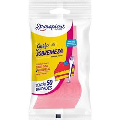 Garfo Sobremesa STRAWPLAST Rosa 50 Unidades