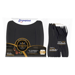 Kit de Churrasco STRAWPLAST Extra Forte Plástico Preto com 30 Unidades