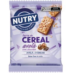 Barra de Cereais NUTRY Avelã com Chocolate 3 x 22g