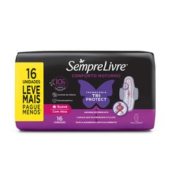 Absorvente Higiênico SEMPRE LIVRE Conforto Noturno Tri Protect Suave com Abas com 16 Unidades Leve Mais Pague Menos