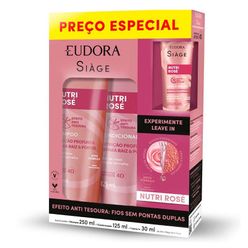 Kit EUDORA Siage Nutri Rose Shampoo, Condicionador e Leave In 475ml