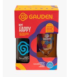 Kit GAUDEN Cerveja Lager Naturtrub Happy 600ml + 1 Copo